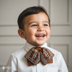 Mexican Kids Embroidered Charro Moño – Traditional Satin Baby Mariachi Bow